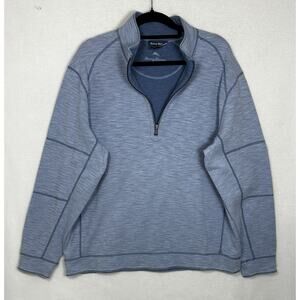 Tommy Bahama Sweater Mens Extra Large Blue 1/4 Quarter Zip Reversible Pullover